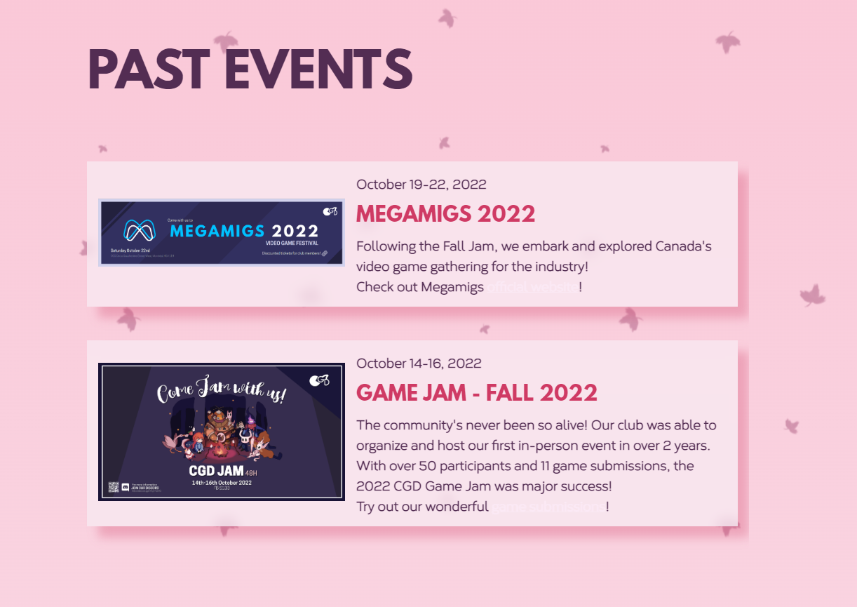 Past Events Lightmode